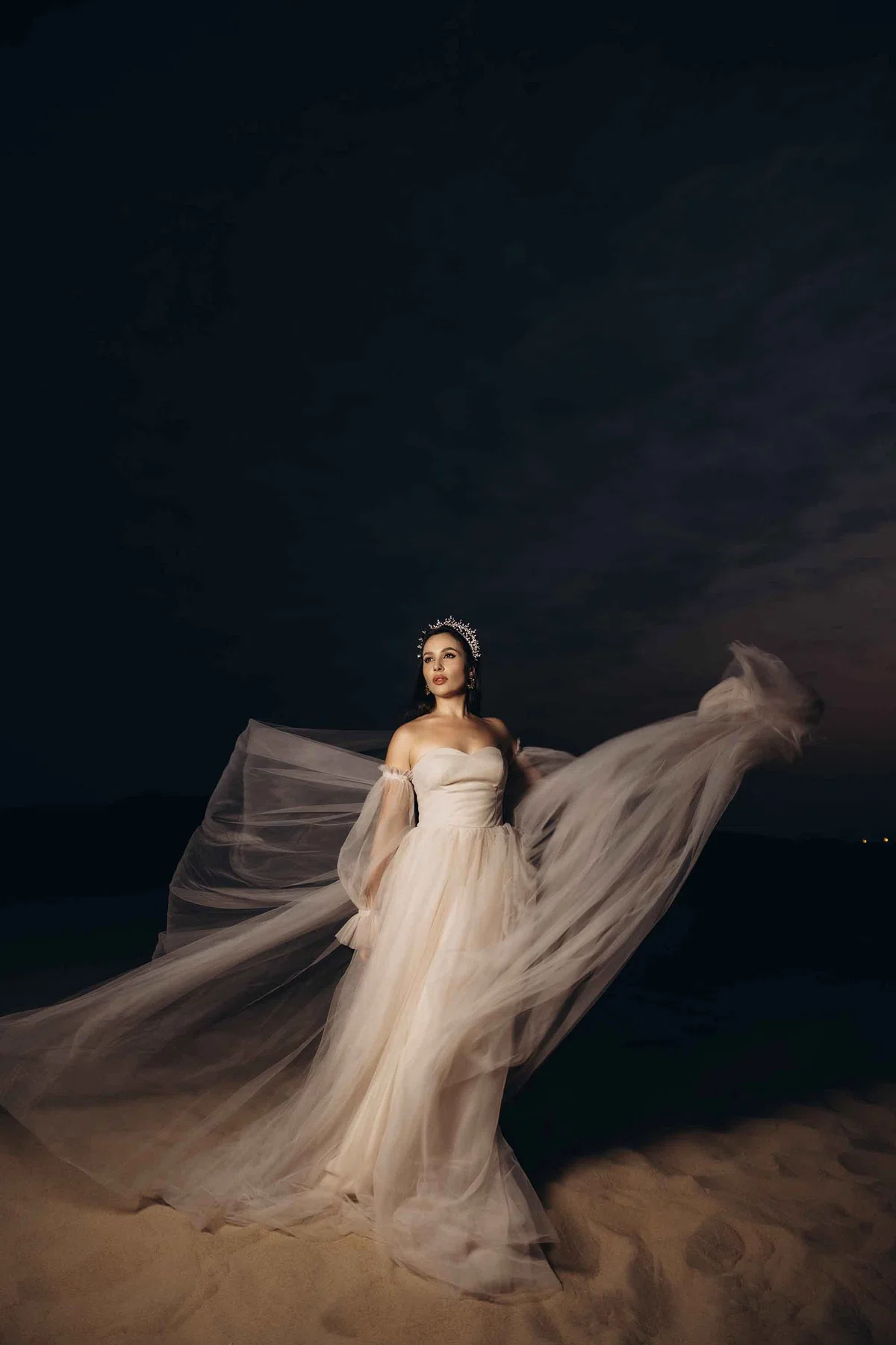 Modern Beige Tulle