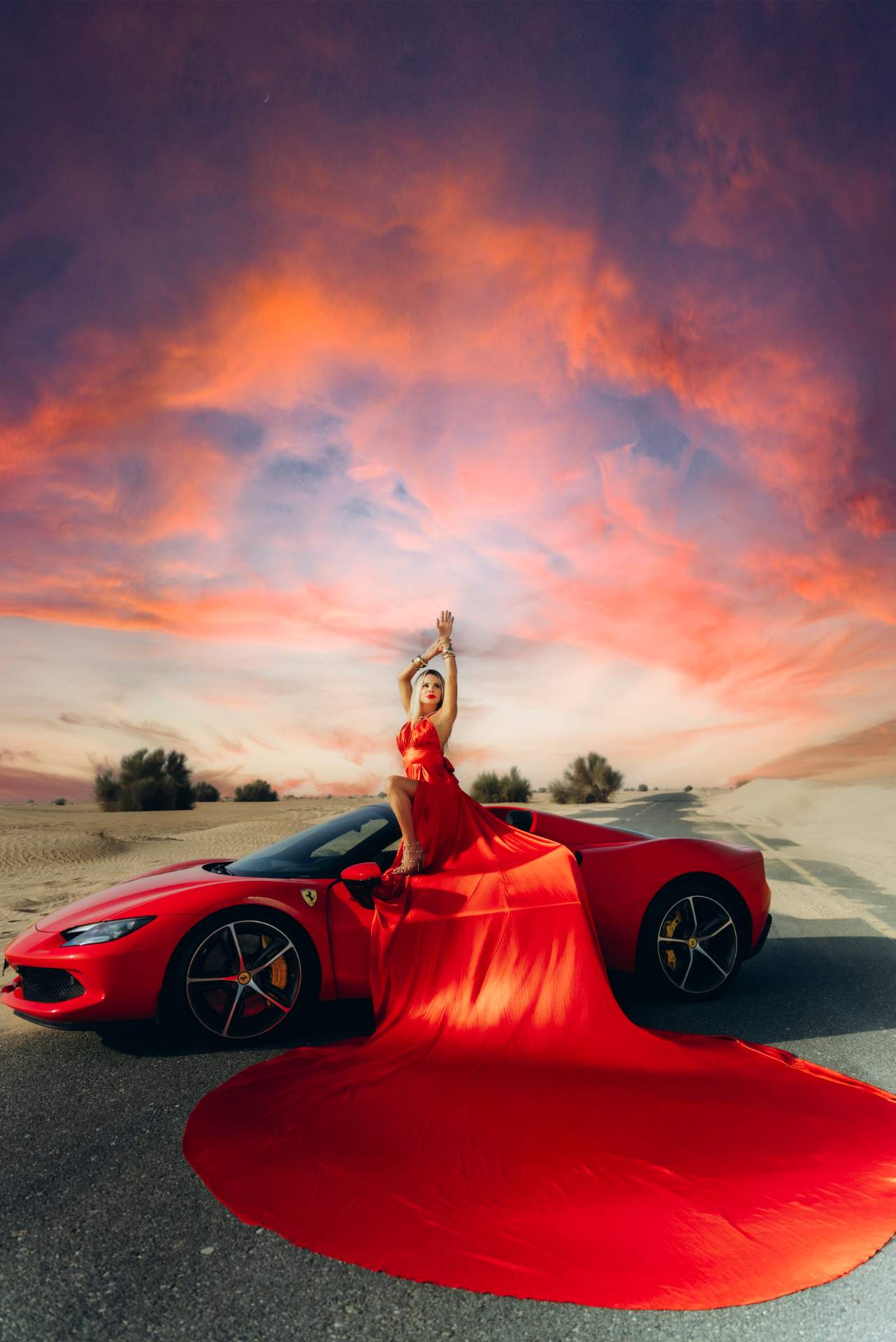 Flying dress photoshoot in Dubai